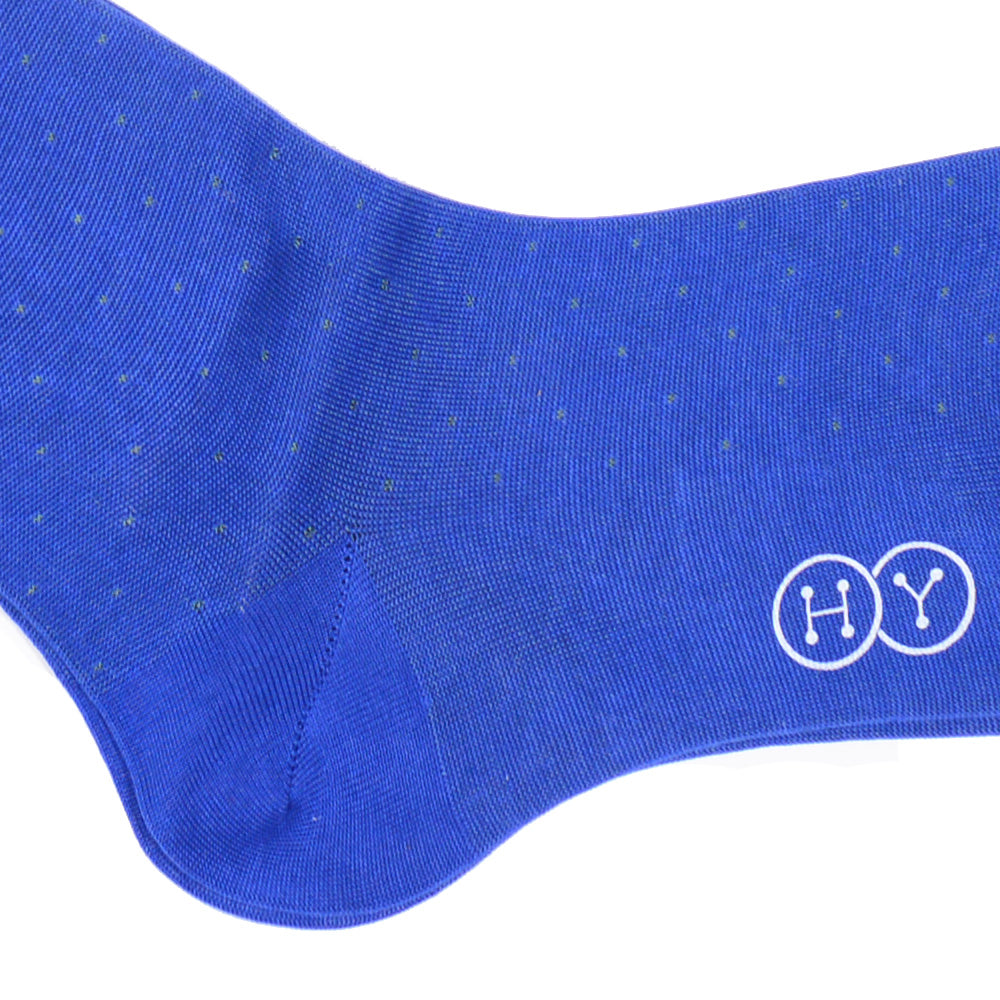 Pindot Cotton OTC Socks - Bright Blue