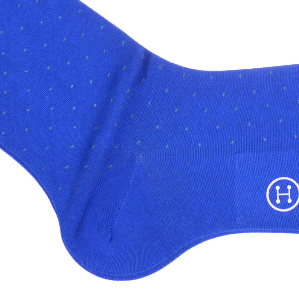 Pindot Cotton Calf Socks - Bright Blue