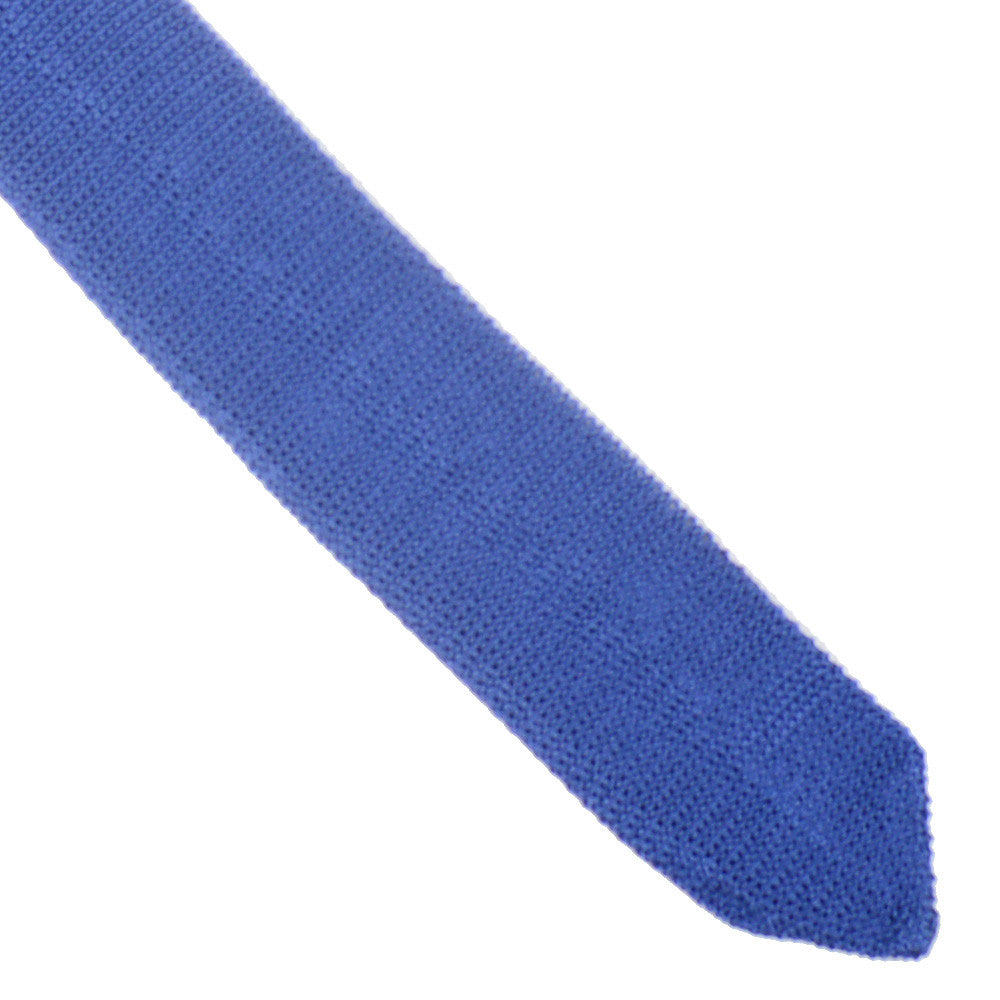 Silk Knit Tie Pointed - Mid Blue