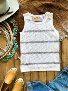 Ivory & Grey Stripe Sweater Tank - Ranch-Land Western Store