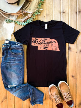 Black Nebraska Silhouette Tee