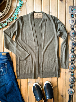 Mocha Side Button Cardigan