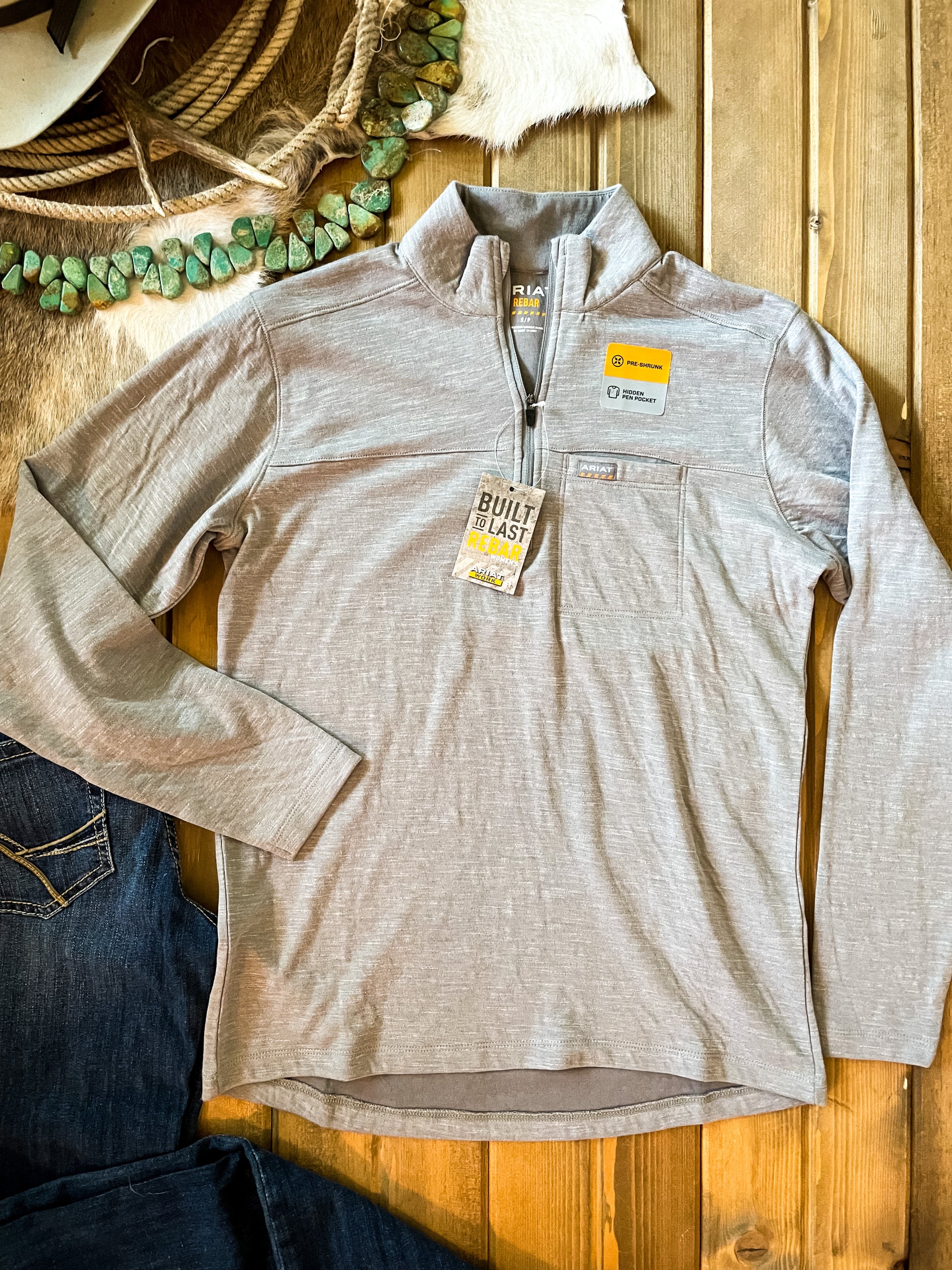 Ariat Rebar Grey Foundation 1/4 Zip Pullover – Ranch-Land Western Store