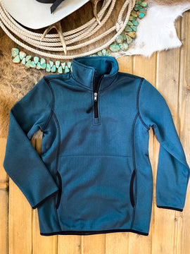 Powder River Youth Teal 1/4 Zip Sweater