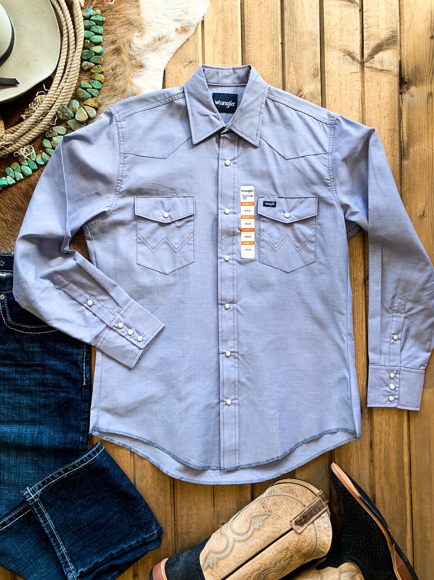 Wrangler Cowboy Cut Chambray Snap Shirt – Ranch-Land Western Store