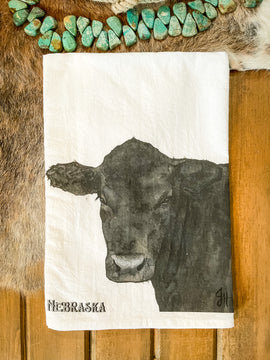 Nebraska Angus Print Tea Towel