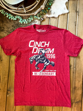 Cinch Heather Red Be Legendary Bronc Rider Tee