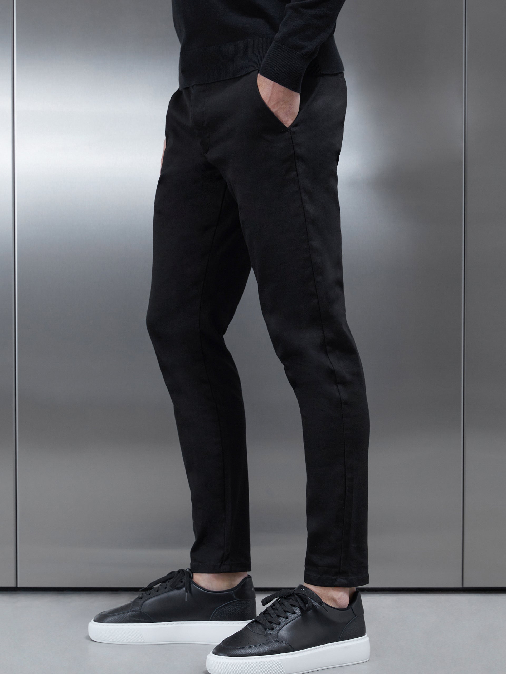 Tailored Chino Trouser in Black - ARNE product image