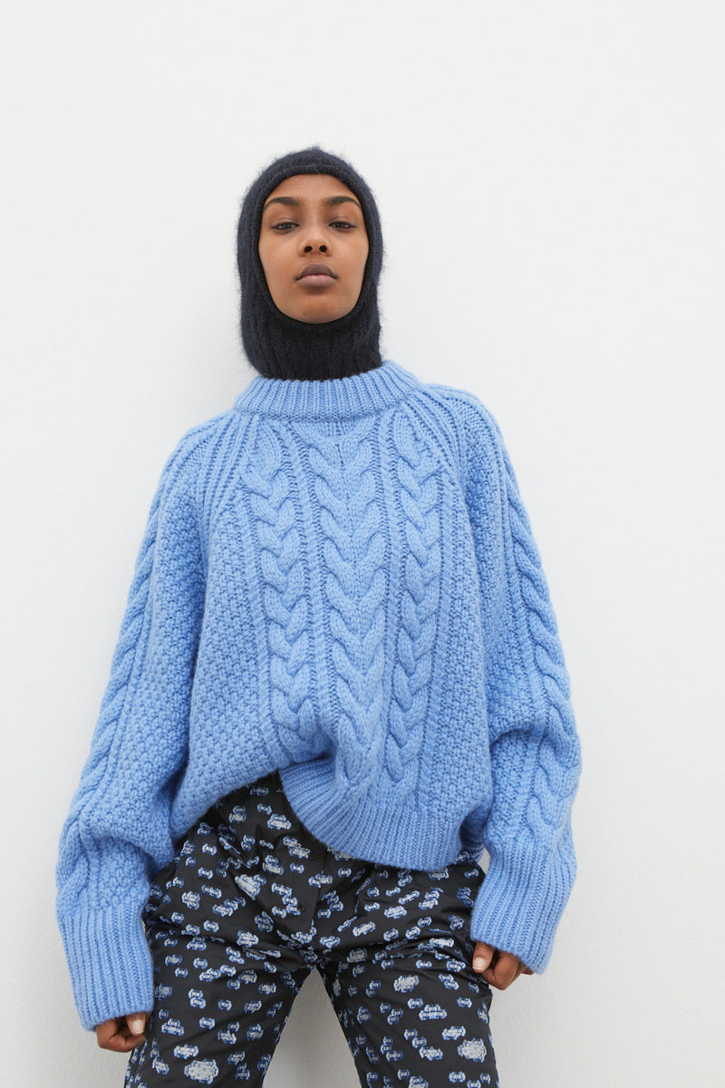 GLORIA | JUMPER FISHERMAN KNIT BLEUET