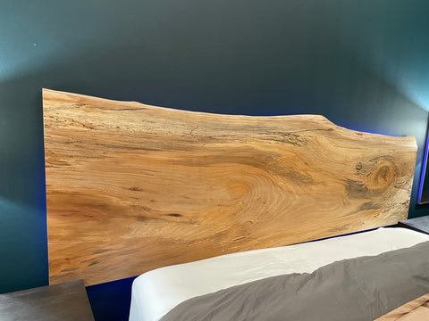 live-edge wood headboard 