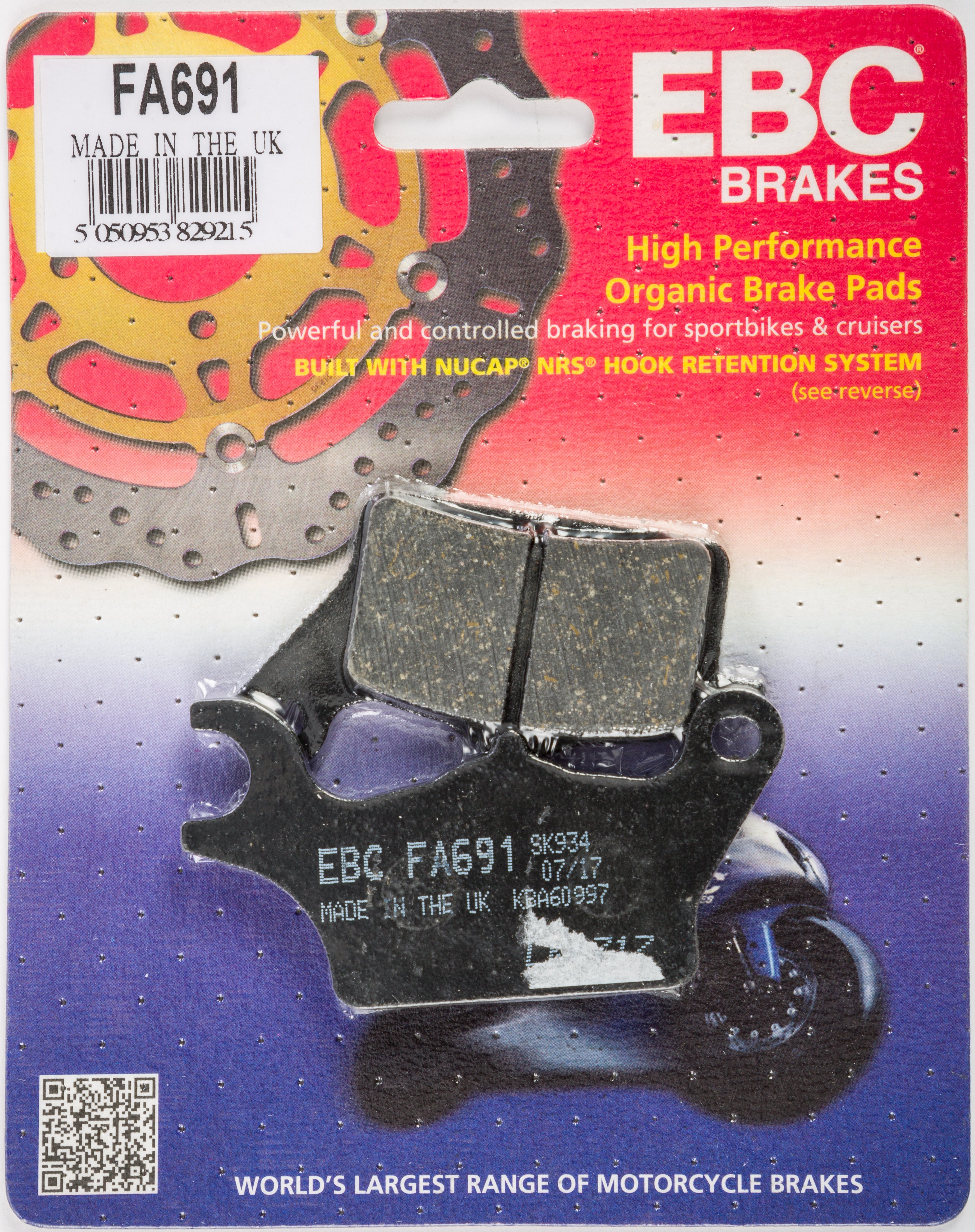 EBC 1 Pair Premium SFA Organic OE Replacement Brake Pads MPN FA691
