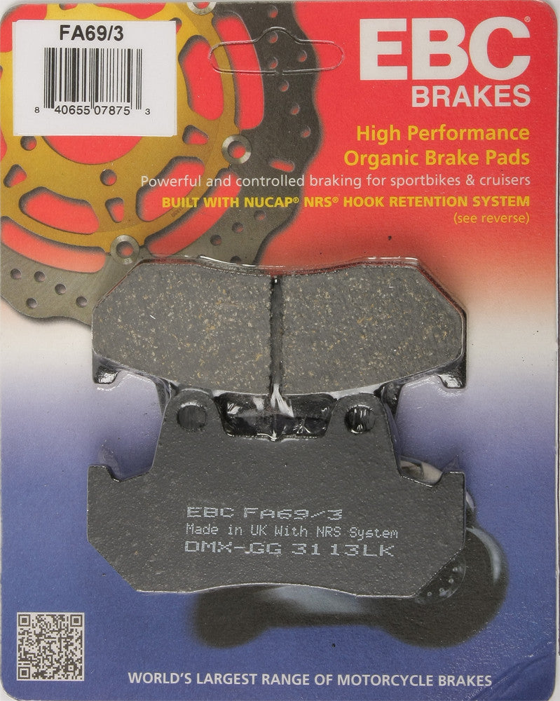 EBC 1 Pair FA Series Organic Replacement Brake Pads MPN FA69/3