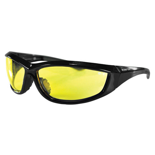 Bobster Charger Gloss Black Frame Yellow Lens Sunglasses