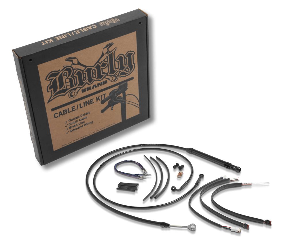 Burly Brand T-Bar Cable and Brake Line Kit 12" Black - B30-1264