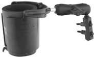 Ram Mounts Level Cup Drink Holder With Standard Double Socket Arm and Brake/Clutch Reservoir Base Black - RAM-B-132-309