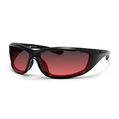 Bobster Charger Gloss Black Frame Rose Lens Sunglasses