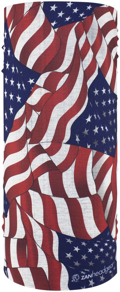 Zan Headgear Motley Tube Polyester Wavy American Flag