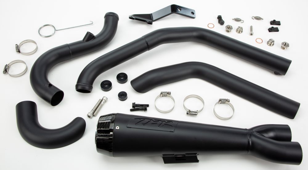 Two Brothers Racing Comp-S 2-into-1 Black Full Exhaust System with Carbon Fiber End Cap 005-4960199-B