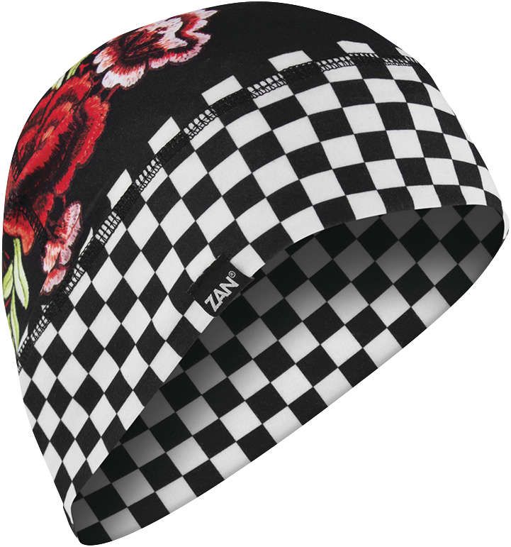 Zan Headgear Helmet Liner/Beanie SportFlex Series Checkered Floral UPF