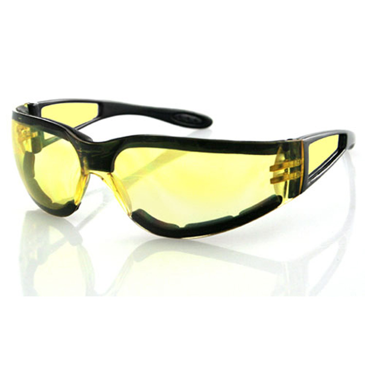 Bobster Shield 2 Gloss Black Frame Yellow Lens Sunglasses