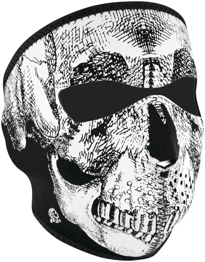 Zan Headgear Full Mask Neoprene Black & White Skull Face