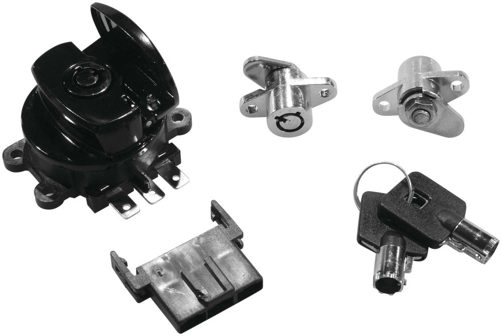 Bikers Choice Ignition Switch and Saddlebag Lock Kit For - 78404B Black