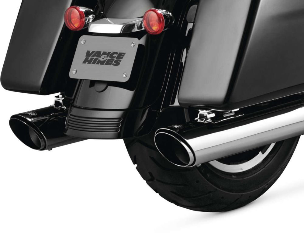 Vance And Hines Twin Slash Muffler 4in Round Slip On Exhaust Chrome With Fuelpak FP4