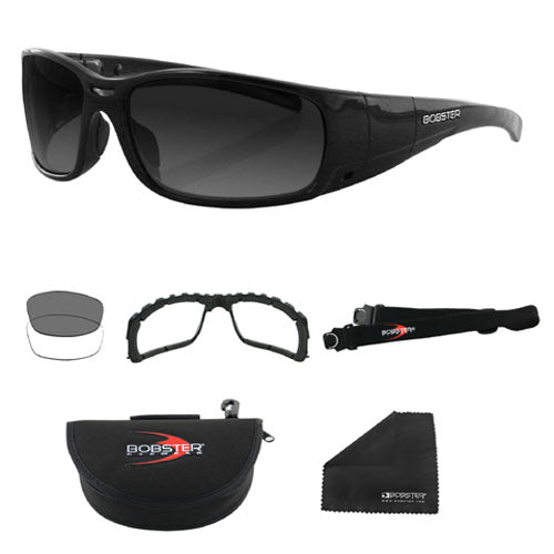 Bobster Gunner Gloss Black Frame Smoked Photochromic-Clear Lens Convertible Glasses
