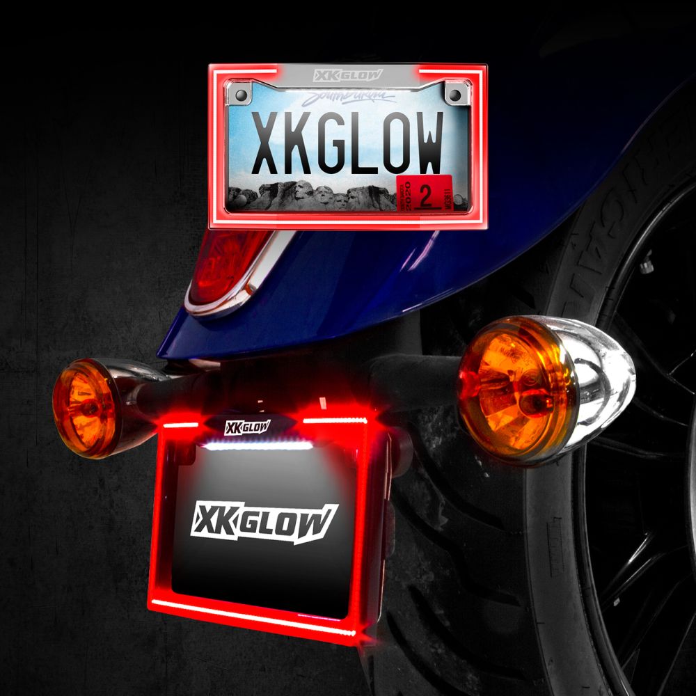 XK Glow LED License Plate Frame Chrome - XK034018-W