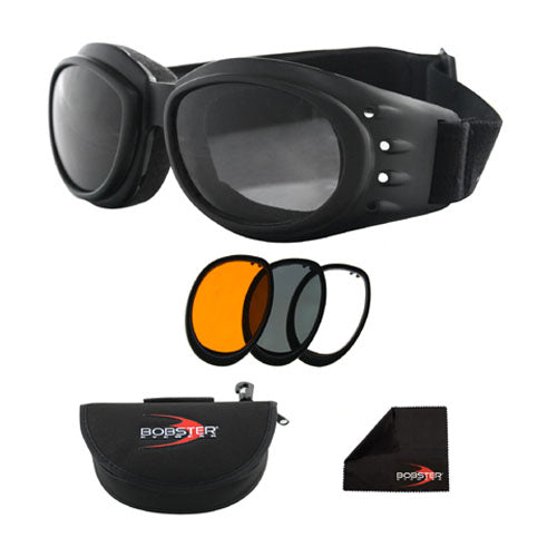 Bobster Cruiser 2 Black Frame Smoked-Amber-Clear Lens Goggles Matte