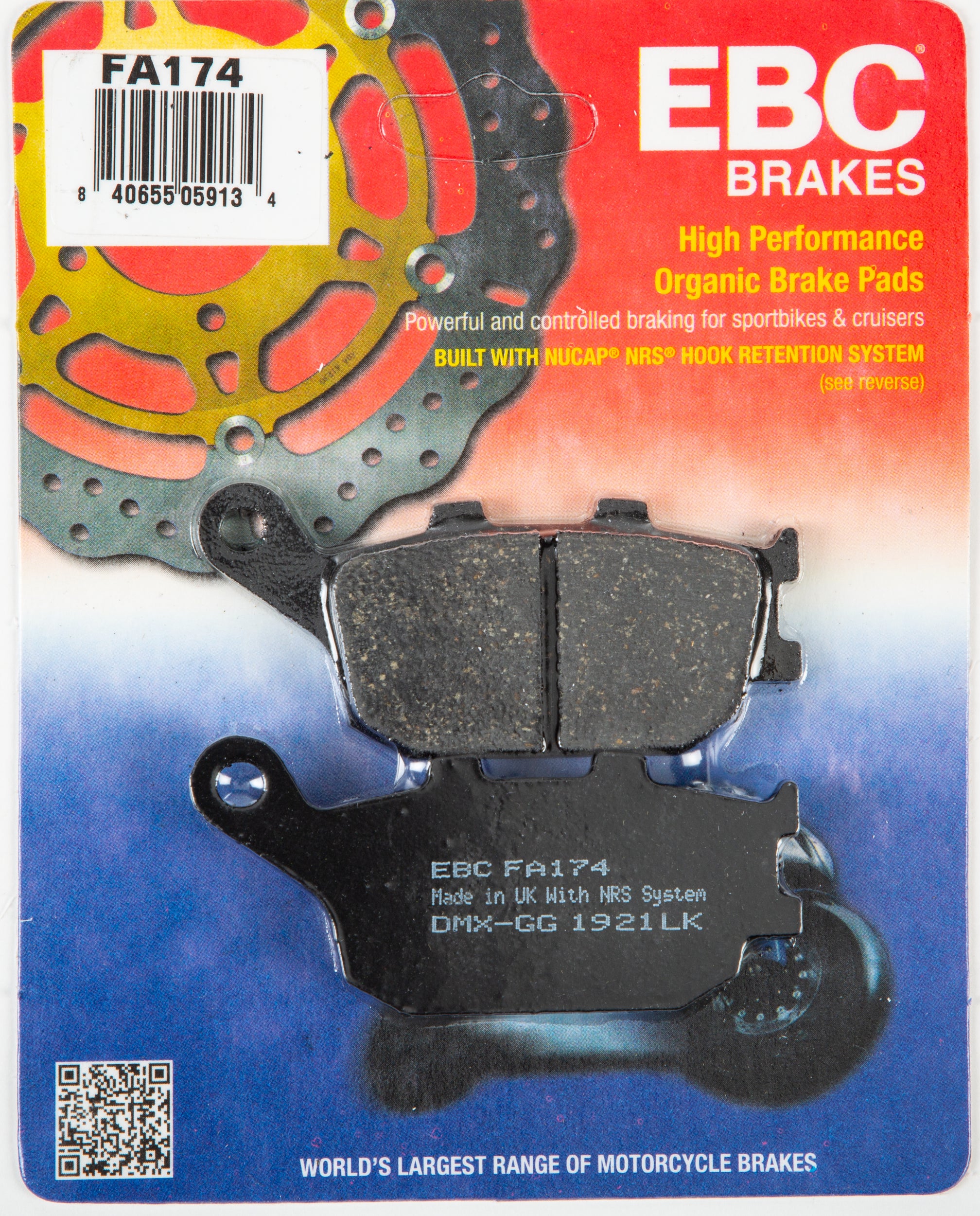 EBC 1 Pair FA Series Organic Replacement Brake Pads MPN FA174