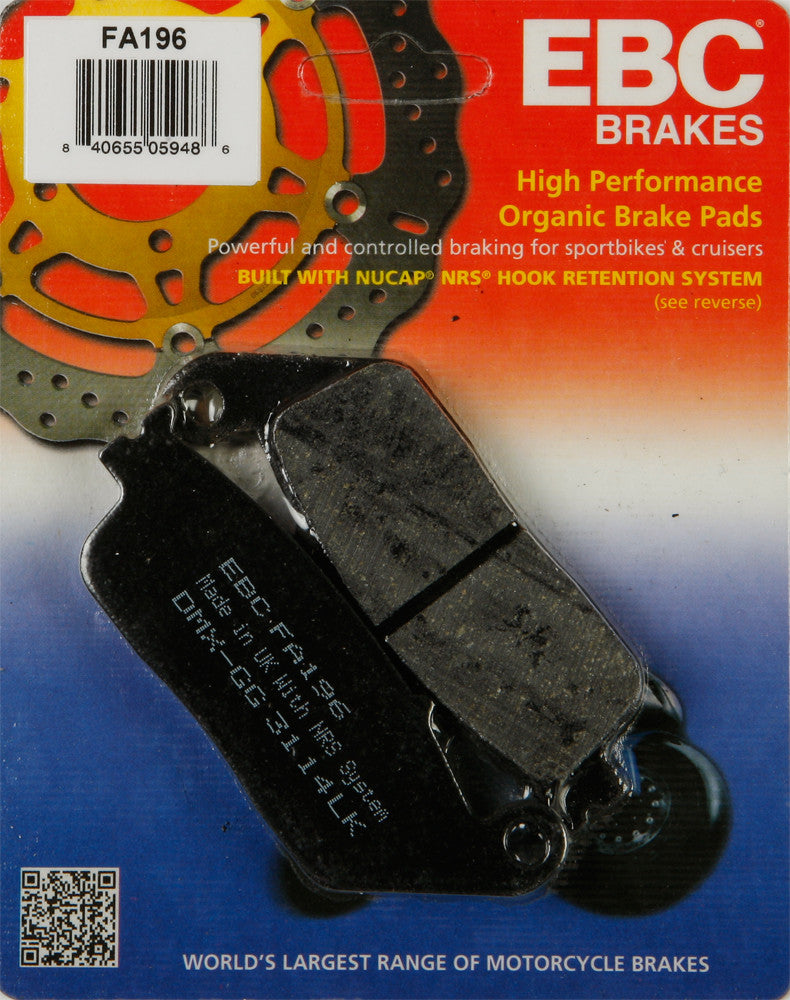 EBC 1 Pair FA Series Organic Replacement Brake Pads MPN FA196