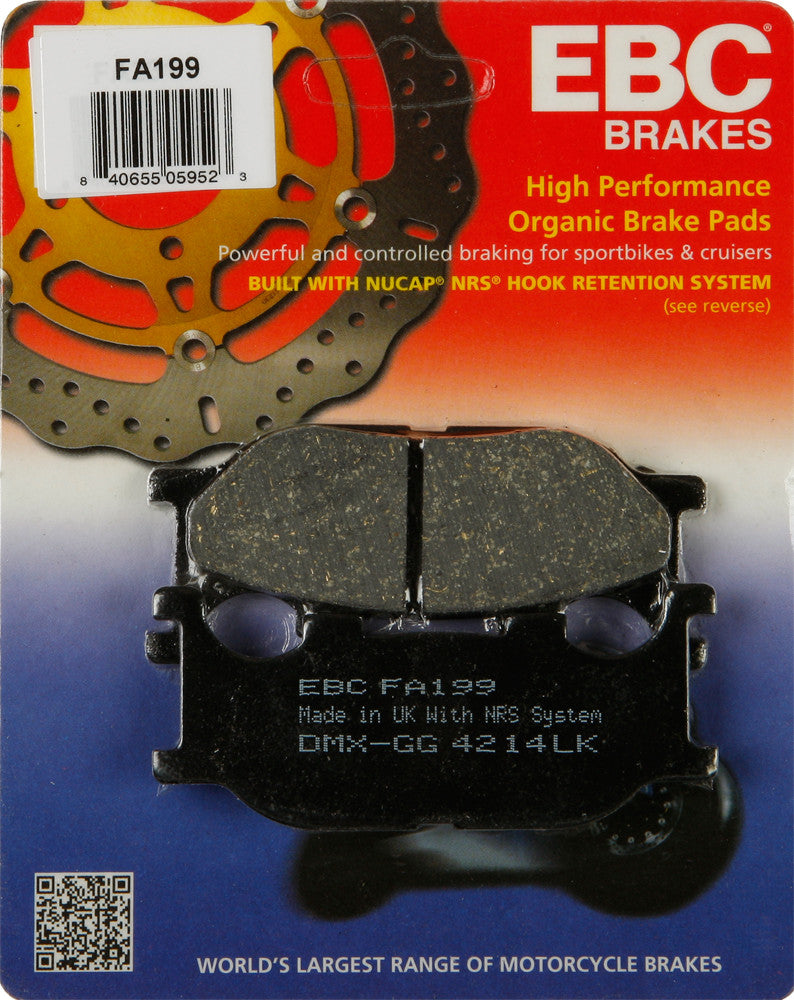 EBC 1 Pair Premium SFA Organic OE Replacement Brake Pads MPN FA199