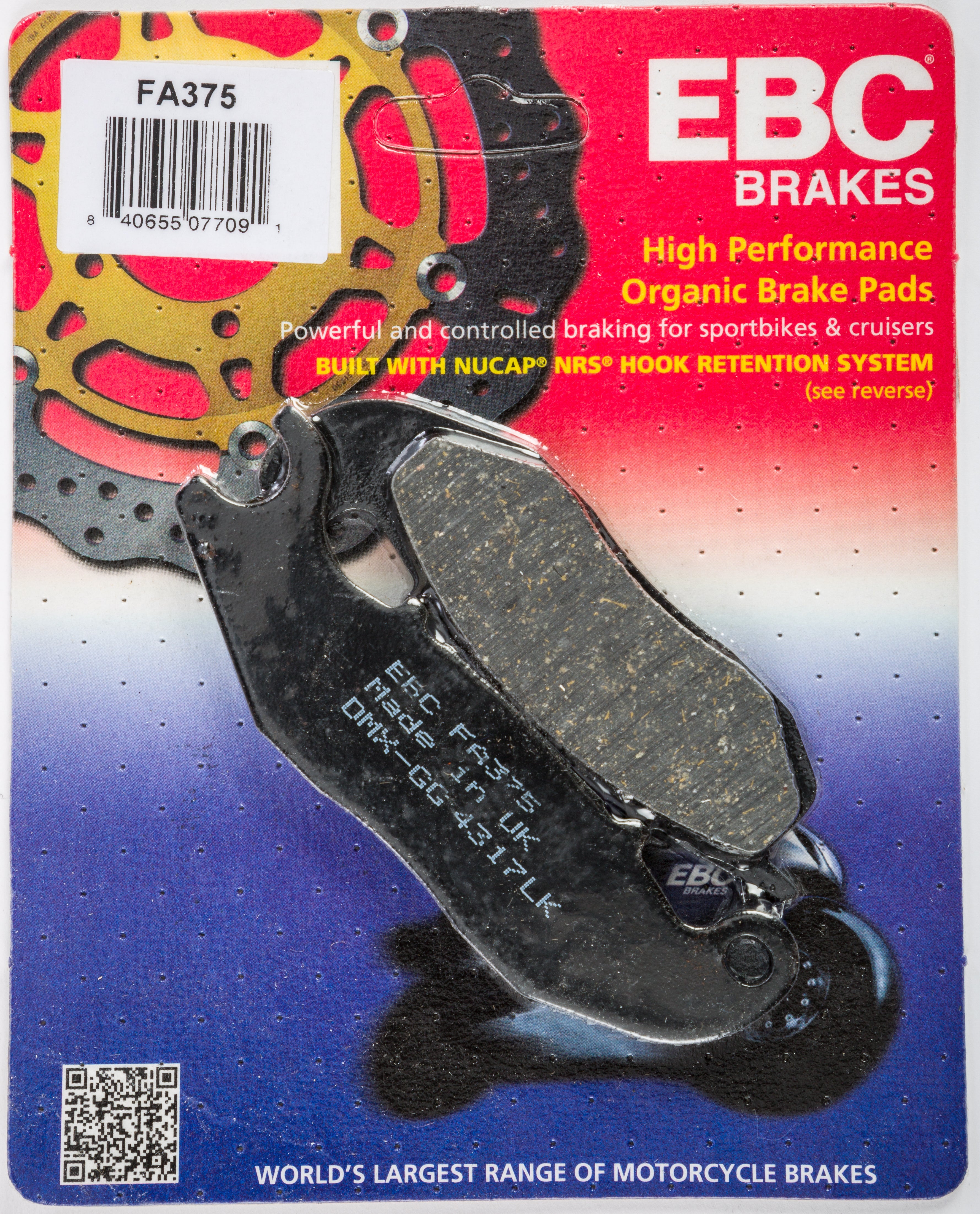 EBC 1 Pair Premium SFA Organic OE Replacement Brake Pads MPN FA375
