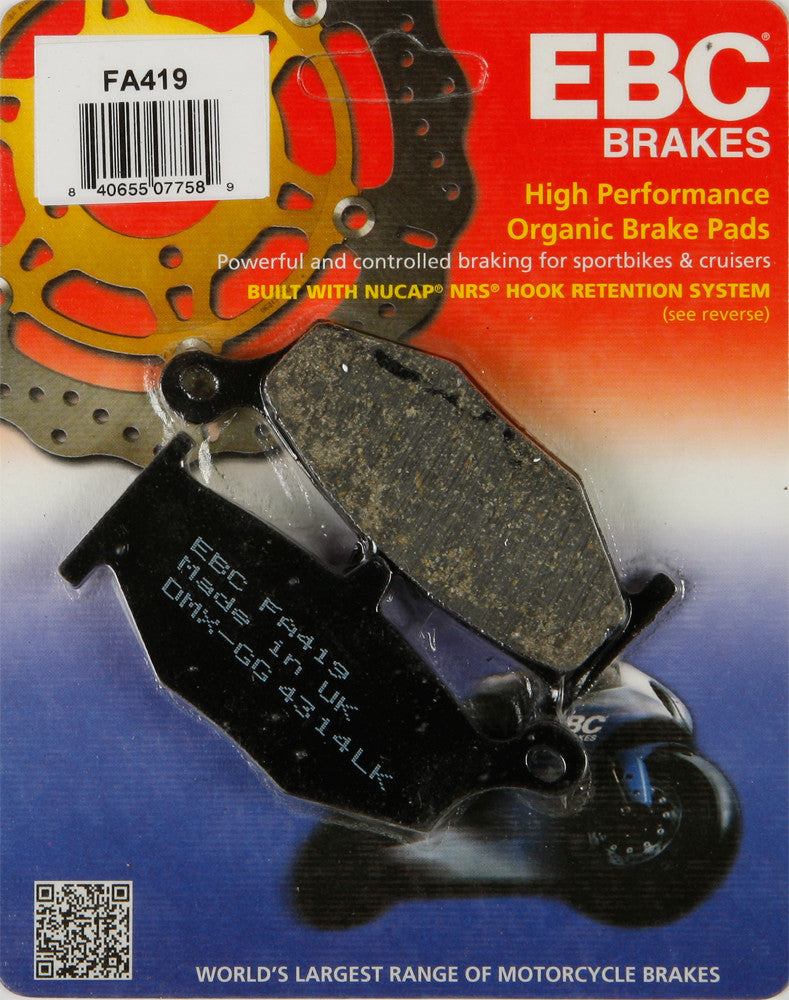 EBC 1 Pair FA Series Organic Replacement Brake Pads MPN FA419