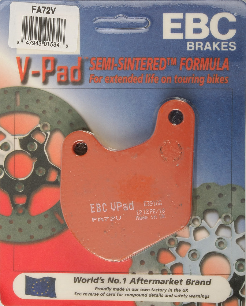 EBC 1 Pair V-Pad Semi-Sintered Touring Brake Pads MPN FA72V