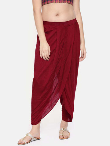 Buy Cream Colored Solid Pure Silk Stitched Dhoti Pants With Shawl -  Tattva.Life