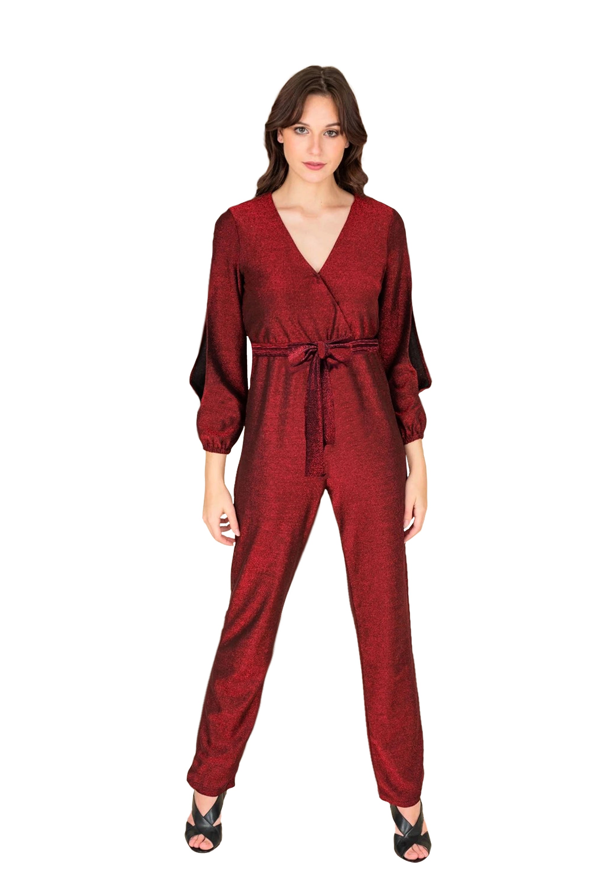 Red Jumpsuit with Front Zip