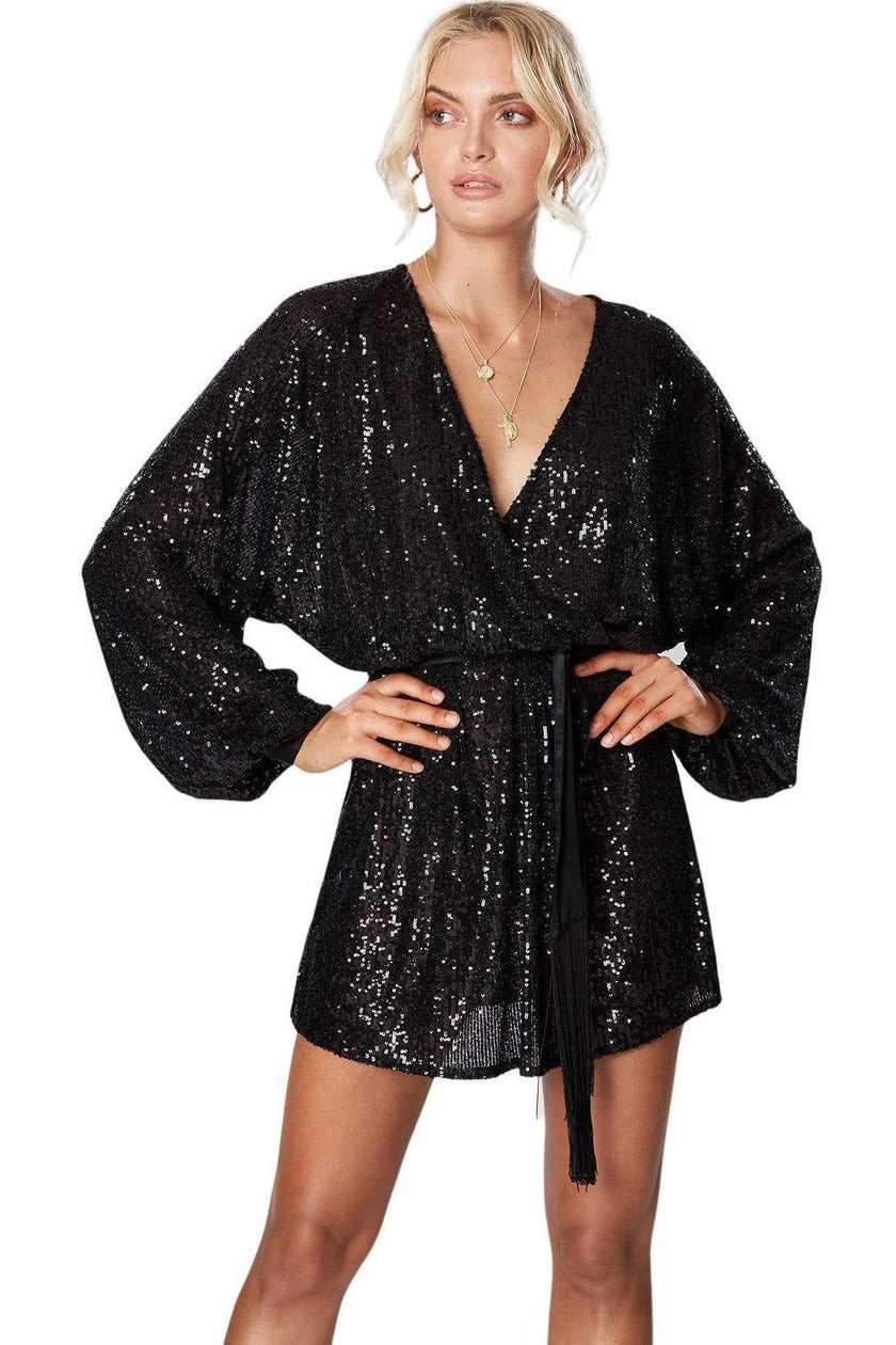 Winona - Broadway Short Sequin Dress Black | All The Dresses