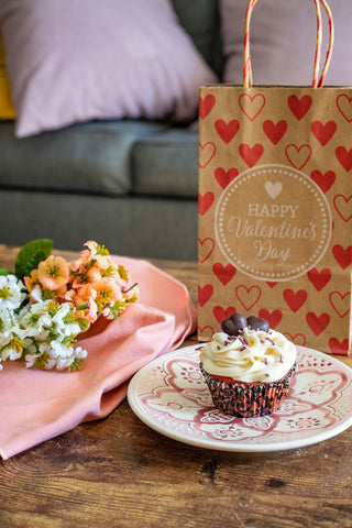 cupcake with valentines bag