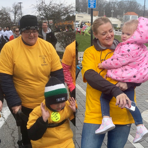 A collage of Diana with her kids, before and after weight loss.