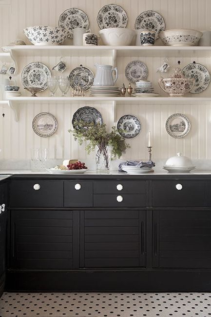 Kitchen cabinets painted in Jet Black paint color