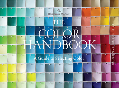 The cover of The Color Handbook, A Guide to Selecting Color, features a range of paint colors pinned together, creating a mosaic like effect.