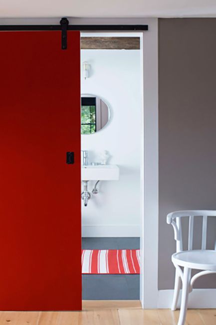 Tomato Tango Red paint color on indoor sliding door