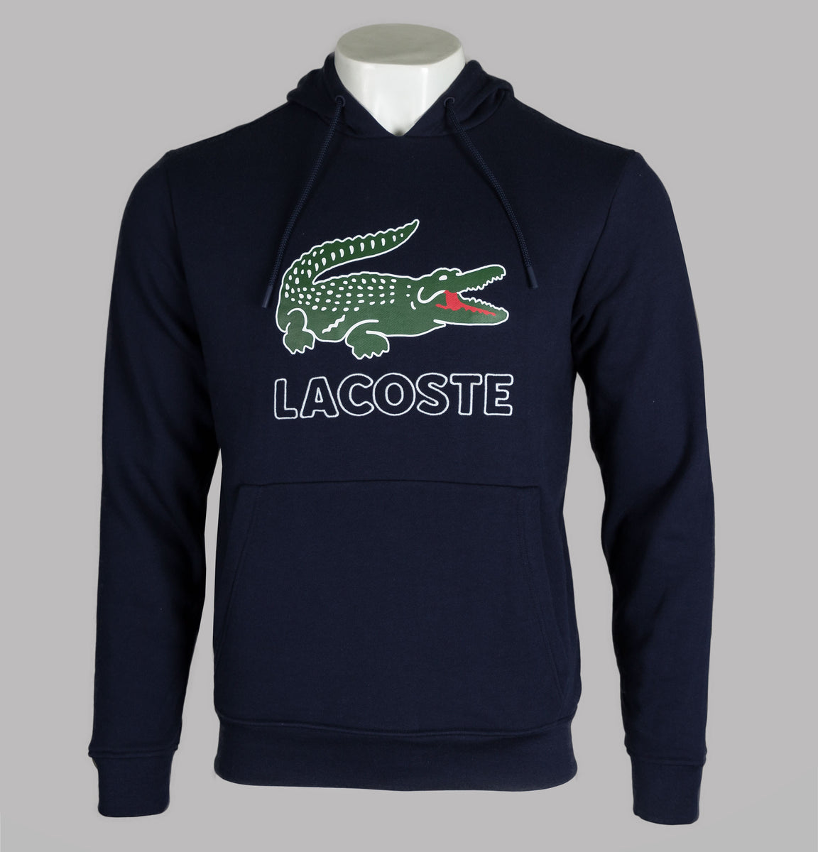 Lacoste Embroidered Signature Logo Hooded Sweatshirt Navy – Bronx Clothing
