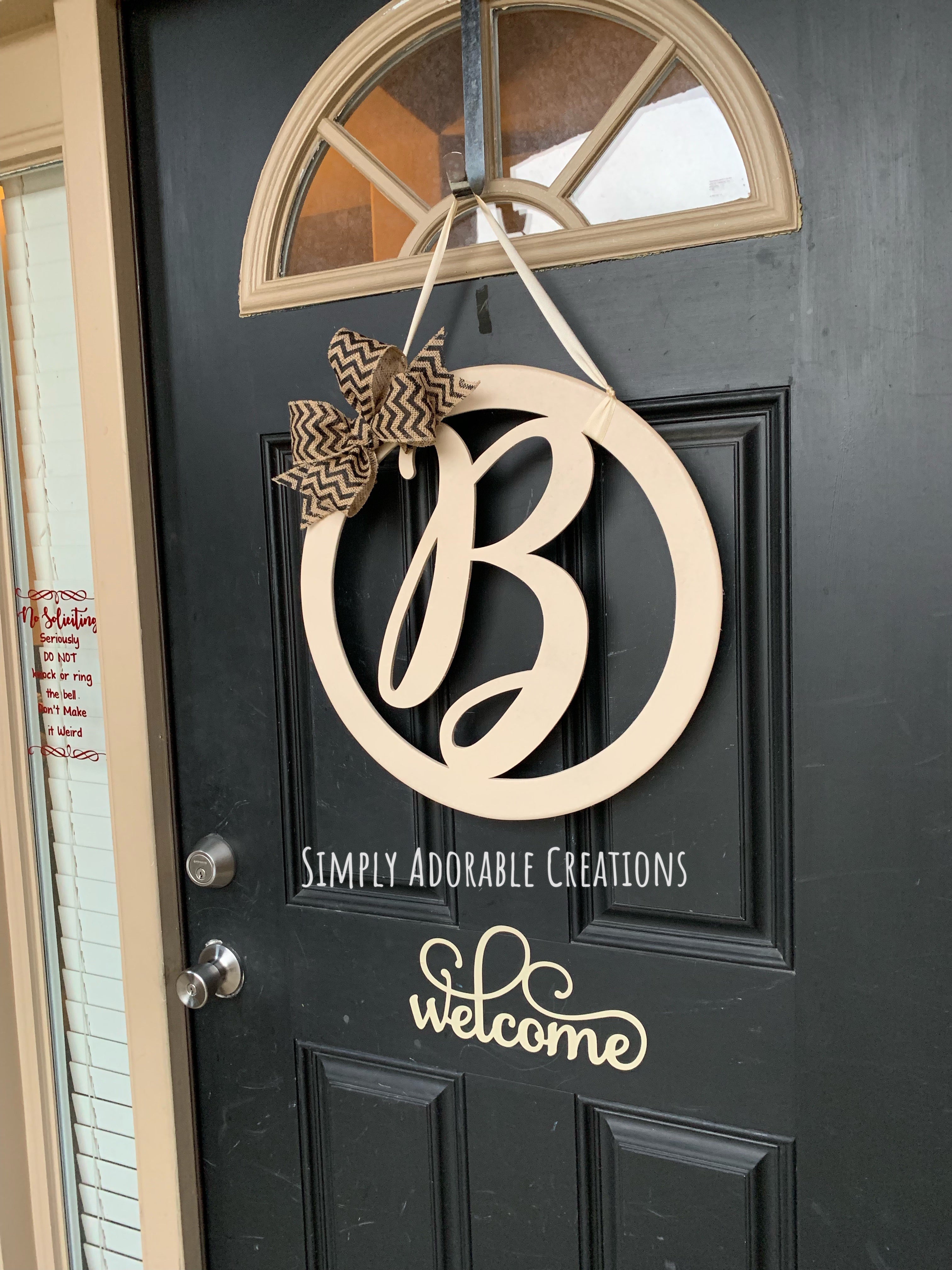 Download Monogram Script Initial Circle Door Hanger Simply Adorable Creations