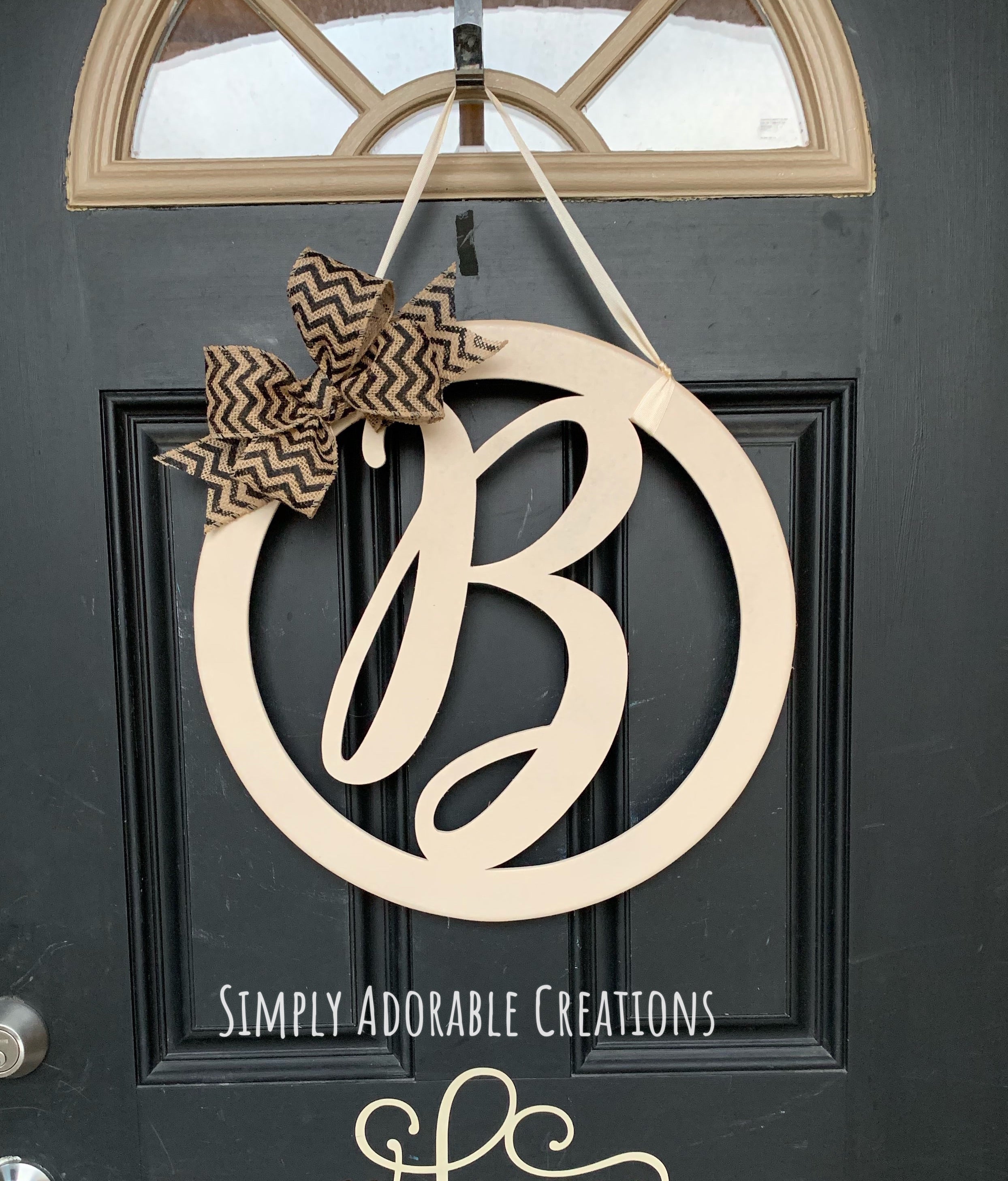 Download Monogram Script Initial Circle Door Hanger Simply Adorable Creations