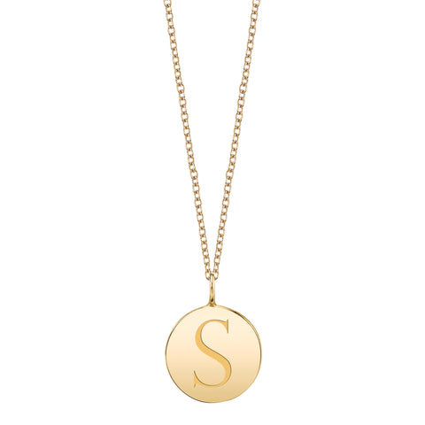 Yellow Gold Engraved Round Charm on a Chain