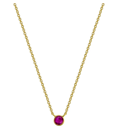 14k Yellow Gold and Ruby Solitaire Slider Necklace
