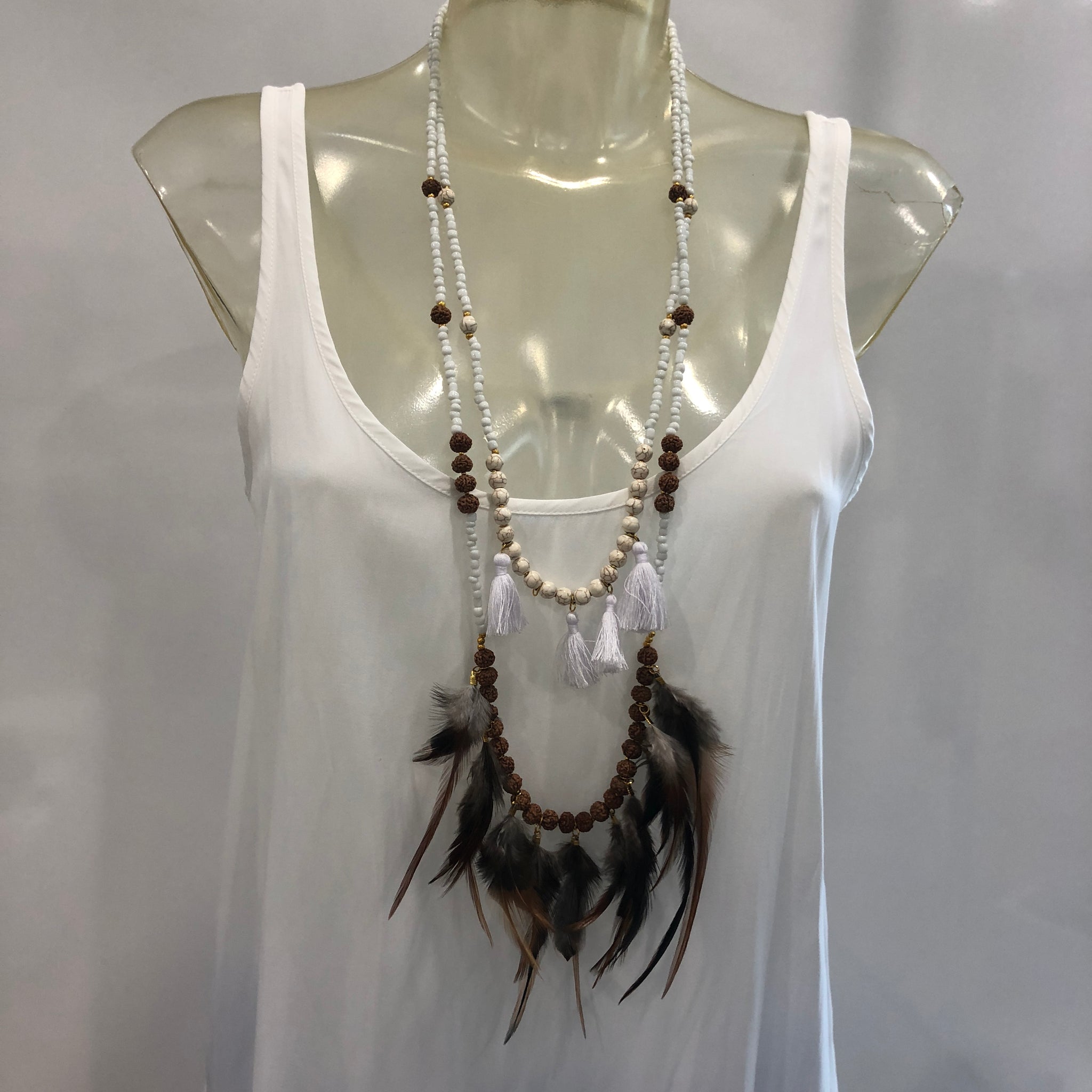 TM. Feather & Tassel Necklace